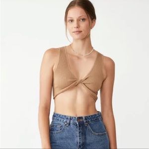 Cotton On Twist Front Tank Top Brown/Tan